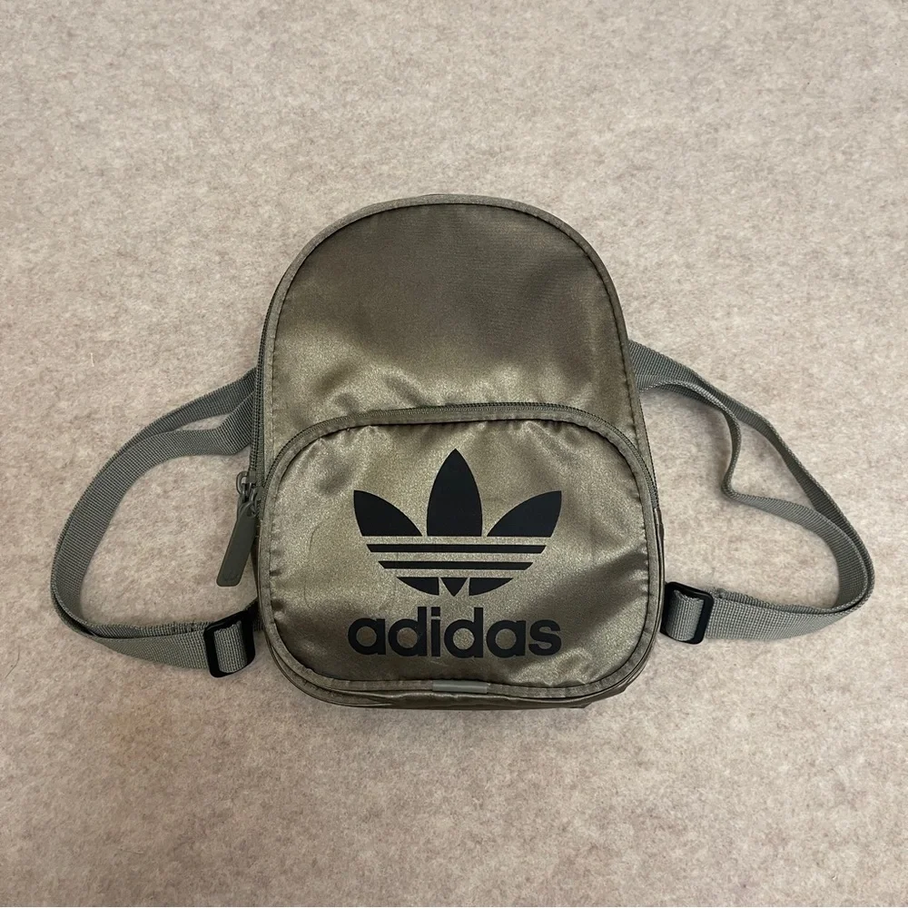 adidas Originals Santiago Mini Zip Backpack Satin Olive Green Black Logo